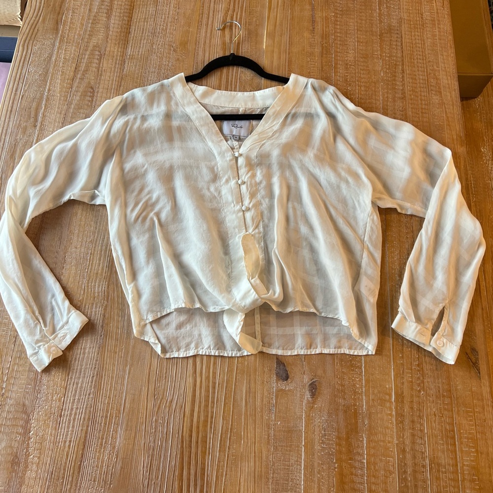 Rails - Tie Front White Button Up Blouse - image 3